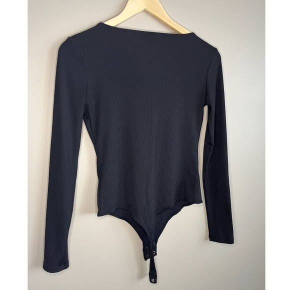 DYNAMITE | Ribbed Black Bustier Long Sleeve Bodysuit (size small) - Picture 3 of 3